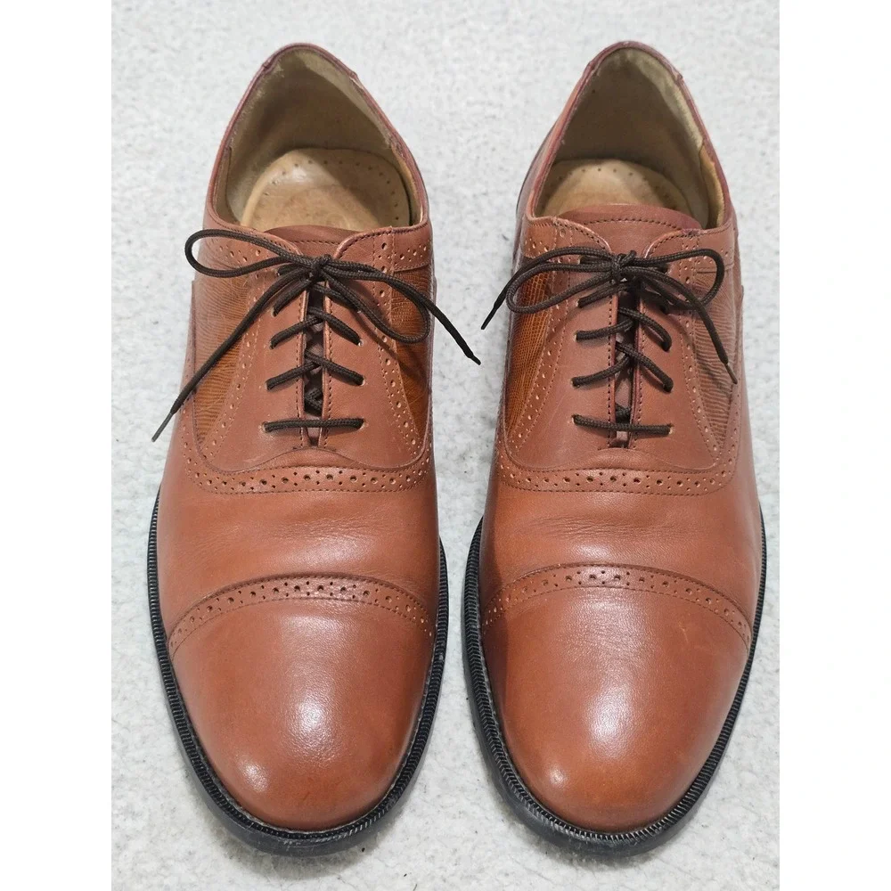 Diplomat 1335 Mens Brown Leather Cap Toe Brogue Oxford Shoes 12 D
